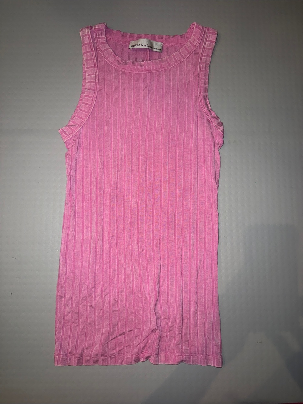 Light Pink Ribbed Tank Top with Ruffle Trim